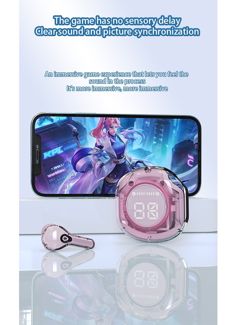 Wireless Earphones Bluetooth 5.3 Headphones LED Power Display Mini Crystal in-Ear Earbuds with Wireless Charging Case Touch Control Built-in Mic Headphone(Purple)