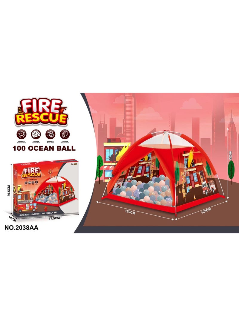 Gold Land Toys Fire Station Tent Min-026 | Fun Kids Playhouse 120x120x90 cm