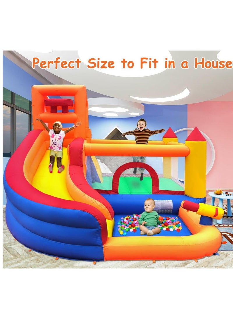 Inflatable Water Slide Park With Splash Pool For Kids Climbing Wall Bounce House With Ball Shooting Kids Bouncy Castle With Air Blower For Outdoor Backyard