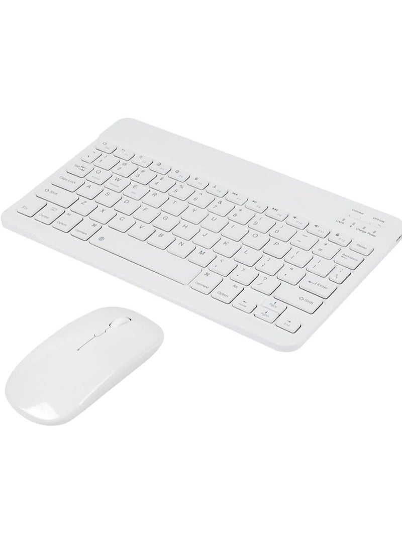 Wireless Keyboard and Mouse Combo Bluetooth Keyboard Mouse Set with Rechargeable Battery White