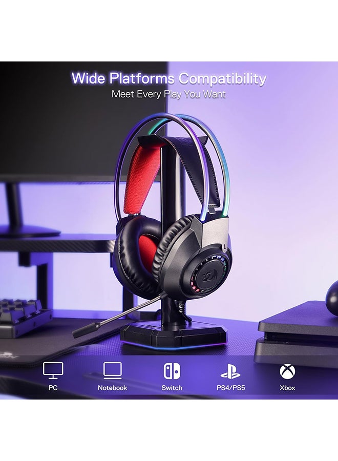 Redragon H231 Scream Wired Gaming Headset, Stereo Surround Sound, 40mm Drivers, Leather Foam Ear Pads, Noise-canceling Microphone, Multi-Platforms Headphone, Works with PC/PS4/5/NS/Xbox-one, Black