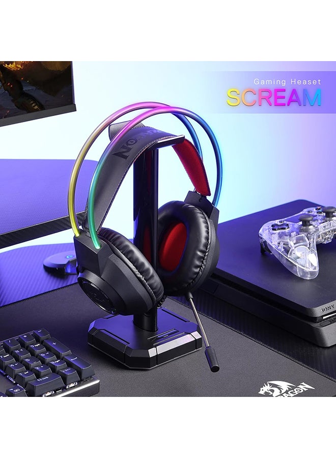 Redragon H231 Scream Wired Gaming Headset, Stereo Surround Sound, 40mm Drivers, Leather Foam Ear Pads, Noise-canceling Microphone, Multi-Platforms Headphone, Works with PC/PS4/5/NS/Xbox-one, Black