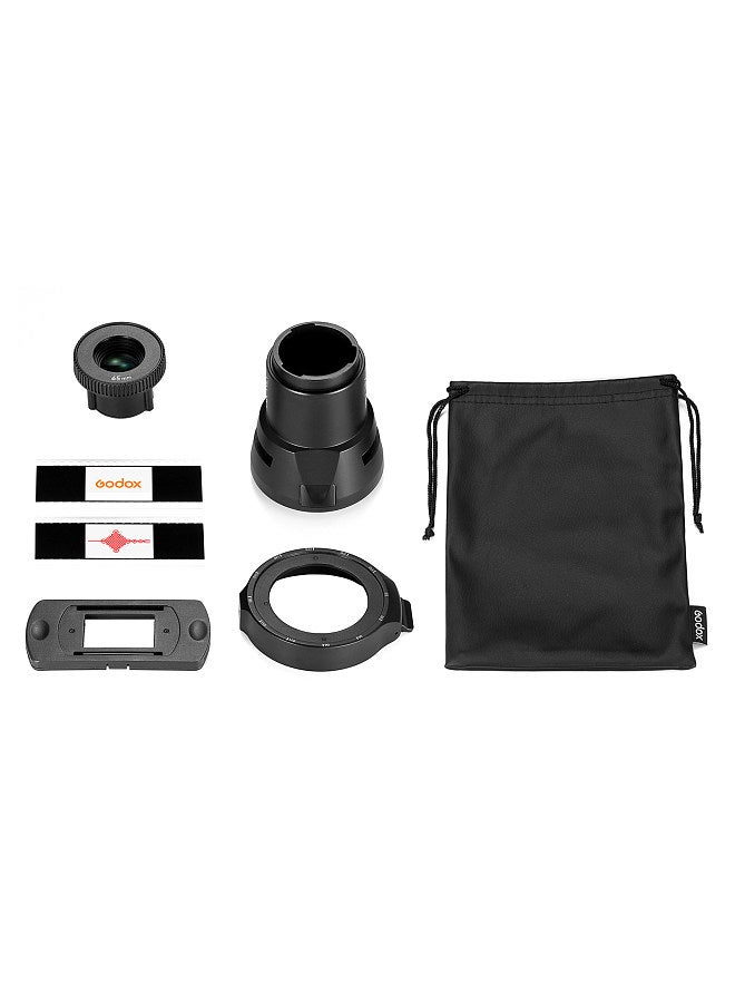 AK-R21 Camera Flash Projector Set with 65mm Projection Lens + Mounting Adapter for Round Head Flash + Slide Box + 2pcs Slides + Storage Bag for AD100/ AD100 Pro/ AD200/ AD200 Pro/ V1 Series Flashes