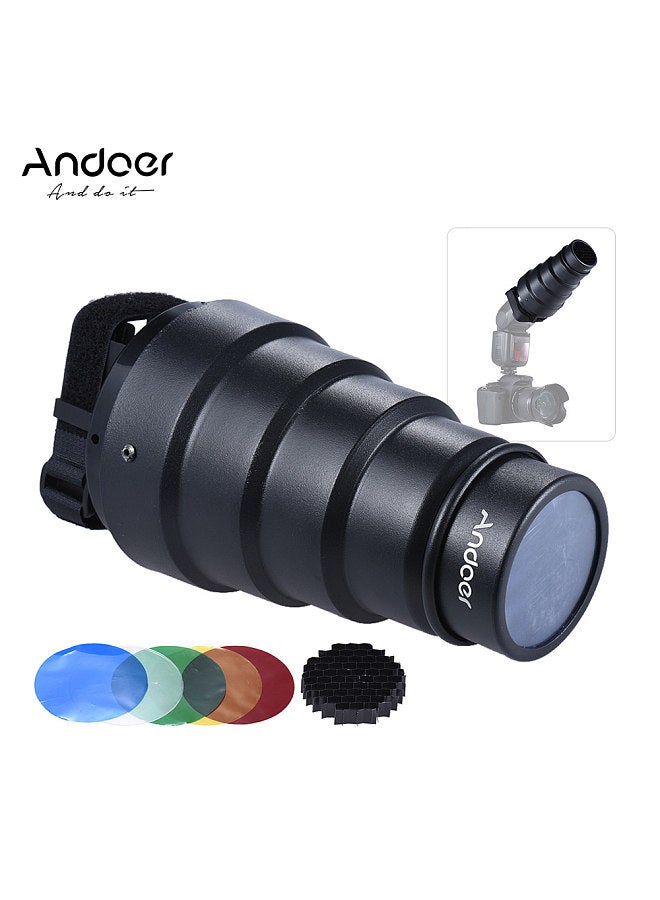 Conical Snoot Light Modifier w/ 50 Degree Honeycomb Color Filter Replacement for Neewer Canon Nikon Yongnuo Godox Meike Vivitar Photography On-camera Speedlite Speedlight