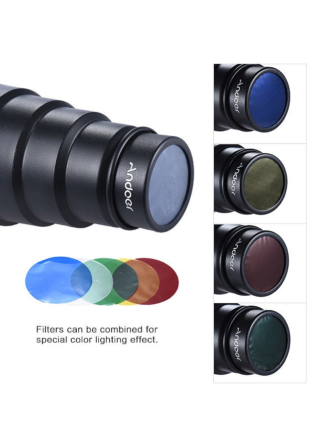Conical Snoot Light Modifier w/ 50 Degree Honeycomb Color Filter Replacement for Neewer Canon Nikon Yongnuo Godox Meike Vivitar Photography On-camera Speedlite Speedlight