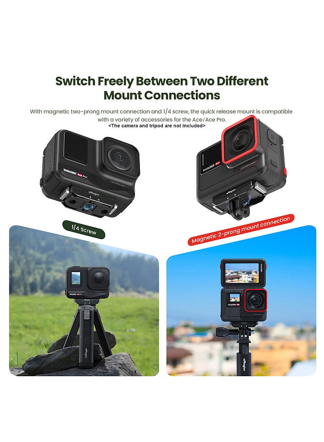 AC14 Magnetic Quick Release Mount for Action Camera Metal Camera Mount with Universal 1/4in Screw Hole & Sports Camera Adapter Compatible with Insta360 Ace Pro/ Ace