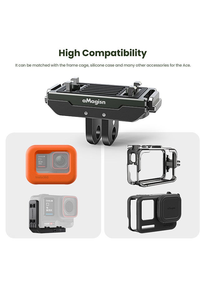 AC14 Magnetic Quick Release Mount for Action Camera Metal Camera Mount with Universal 1/4in Screw Hole & Sports Camera Adapter Compatible with Insta360 Ace Pro/ Ace