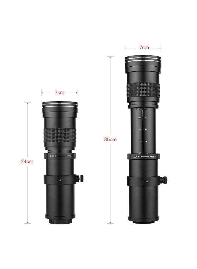 Camera MF Super Telephoto Zoom Lens F/8.3-16 420-800mm T Mount with Universal 1/4 Thread Replacement for Canon Nikon Sony Fujifilm Olympus Cameras