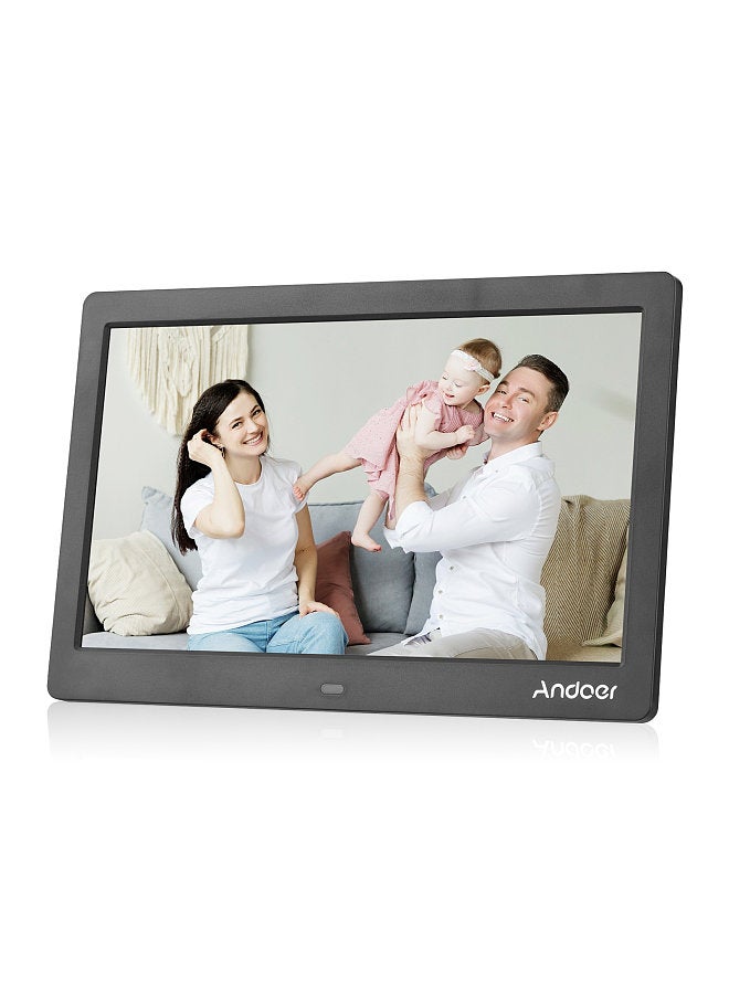 10 Inch Wide LCD Screen Digital Photo Frame 1024 * 600 High Resolution Electronic Photo Frame with MP3 MP4 Video Player Clock Calendar Function 2.4G Remote Control