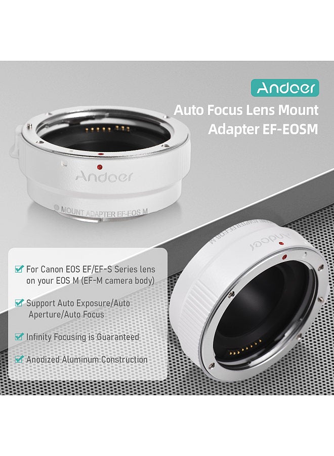EF-EOSM Lens Mount Adapter Support Auto-Exposure Auto-Focus and Auto-Aperture for Canon EF/EF-S Series Lens to EOS M EF-M M2 M3 M10 Camera Body Support Image Stability