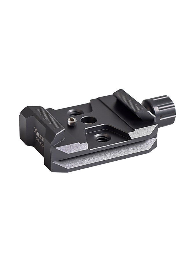 QR-40S Aluminum Alloy Quick Release QR Plate Clamp with Arca QR Plate Slot 3/8-inch & 1/4-inch Screw Hole Compatible with DJI RS2/RSC2/RS3 QR Plate