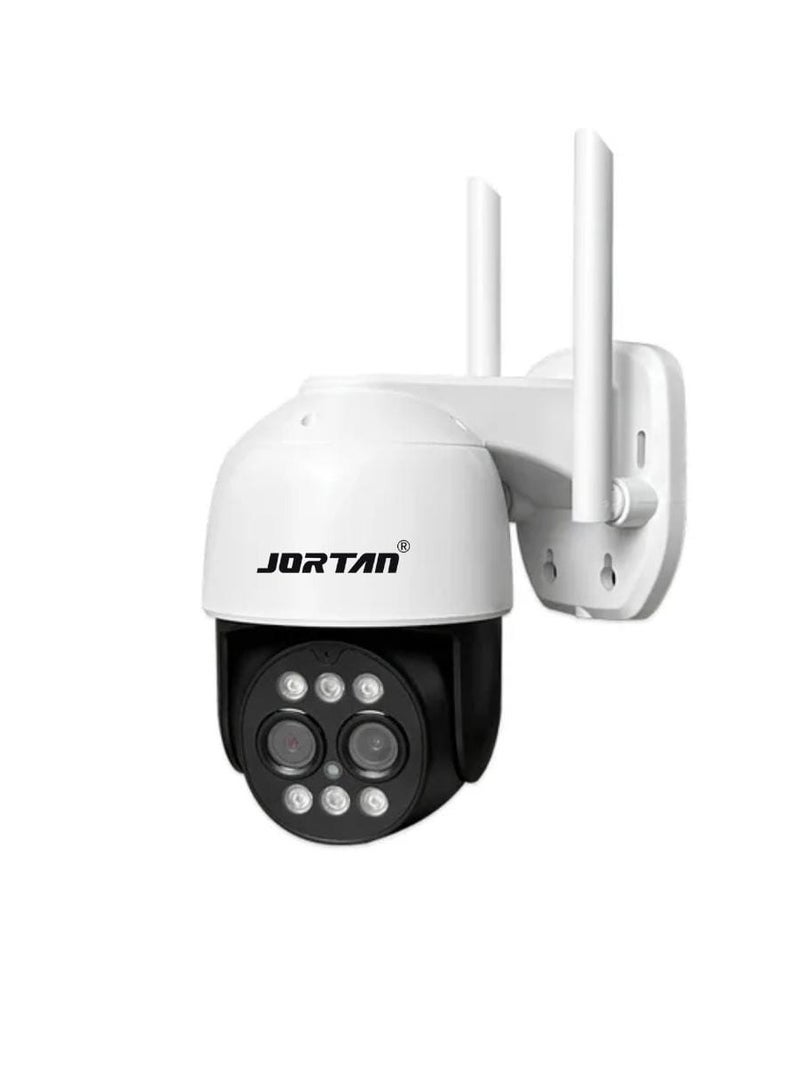 Jortan Dual Lens 4MP Wi-Fi PTZ Camera, Motion Detection, Motion Tracking, Full Color Night Vision, Two Way Audio, IP66 Waterproof, Mobile Alarm, 24/7 Recording, PTZ Control Wi-Fi Camera