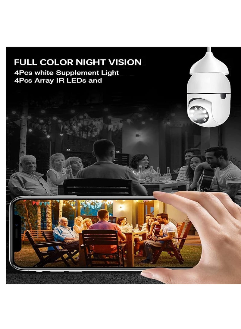 WiFi Light Bulb Camera 360 Degree Wireless Outdoor Security Camera Home Surveillance Cam with 1080P Color Night Vision Human Motion Detection(4-PCS)