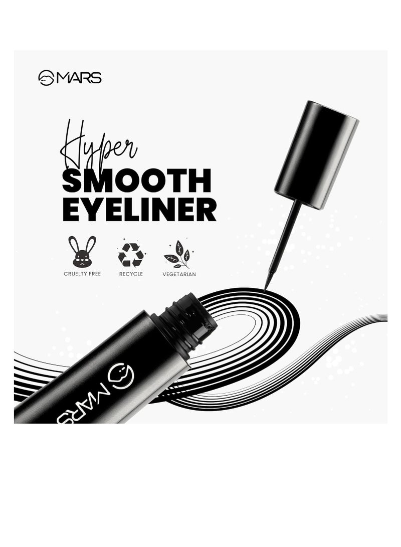 MARS Hyper Smooth Water Resistant Eyeliner  Long Lasting   Smudge Proof   One Swipe Precise Application Eye Liner for Women   10 gm