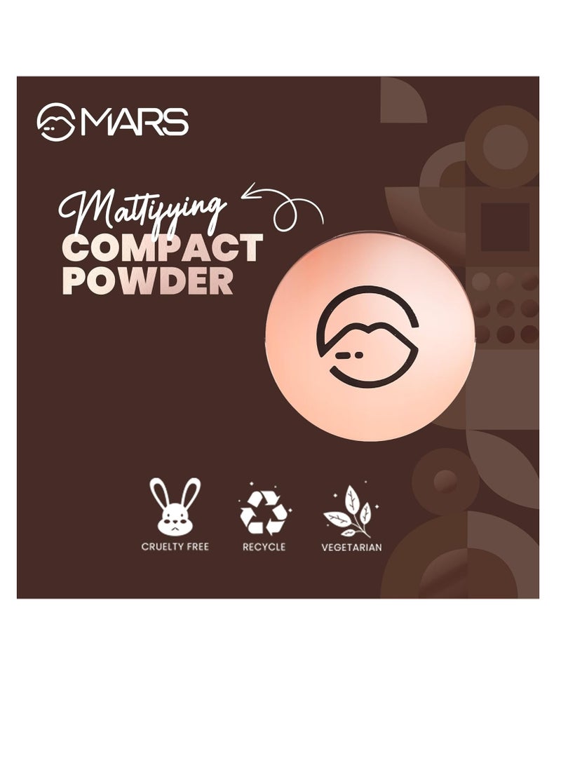 MARS Matte On Compact Powder with Applicator Puff   Flawless Matte Finish for Face Makeup  Absorbs Oil  Conceals  and Blurs Pores  Long Lasting and Lightweight Formula   8.0g 01 LIGHT