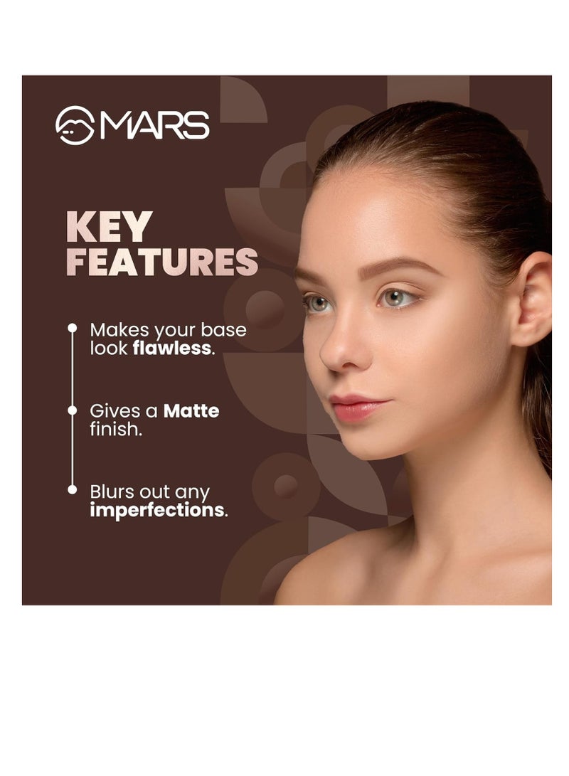 MARS Matte On Compact Powder with Applicator Puff   Flawless Matte Finish for Face Makeup  Absorbs Oil  Conceals  and Blurs Pores  Long Lasting and Lightweight Formula   8.0g 01 LIGHT