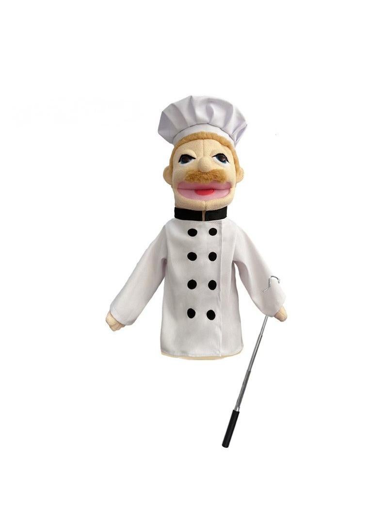 1 Pcs Cook Occupation Professional Figurine Role Playing Parent-Child Interaction Toy Family Companionship Plush Doll Figurine Toy Hand Puppet With Control Lever