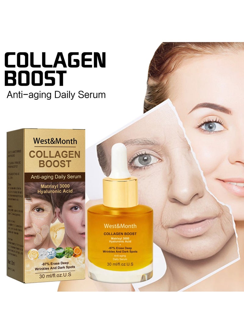 West&Month Collagen Anti-Wrinkle Essence fades spots, moisturizes and repairs skin barrier