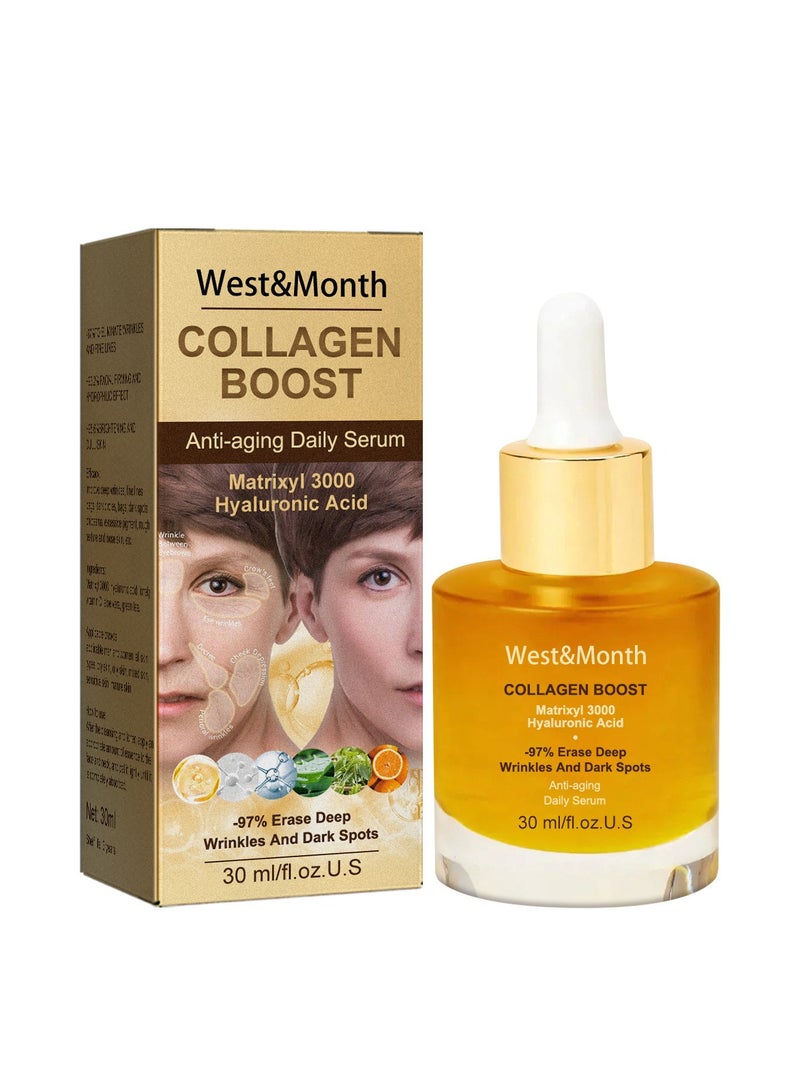 West&Month Collagen Anti-Wrinkle Essence fades spots, moisturizes and repairs skin barrier