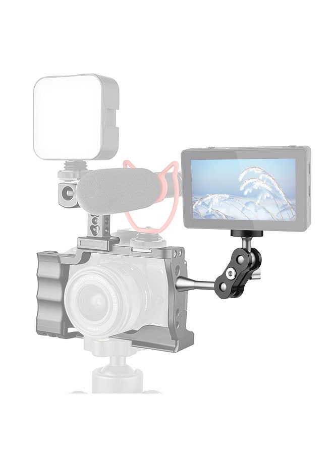 MA-95 Magic Arm Extension Bracket Monitor Mount Adapter Aluminum Alloy 1/4 Inch Screws Connection Dual Flexible Ball Head for Mounting Video Monitor LED Light,  Pack of 1pcs