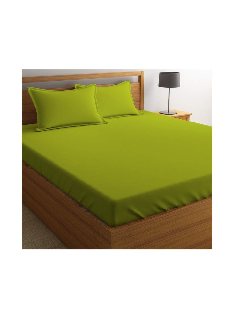 Queen Size Green 4 Ps Set Soft Wrinkle Microfiber Bed Sheet Set with Pillow Covers 1 Flat Sheet 230X305cm 1 Fitted Sheet 150X200cm 2 Pillowcases 50X75cm