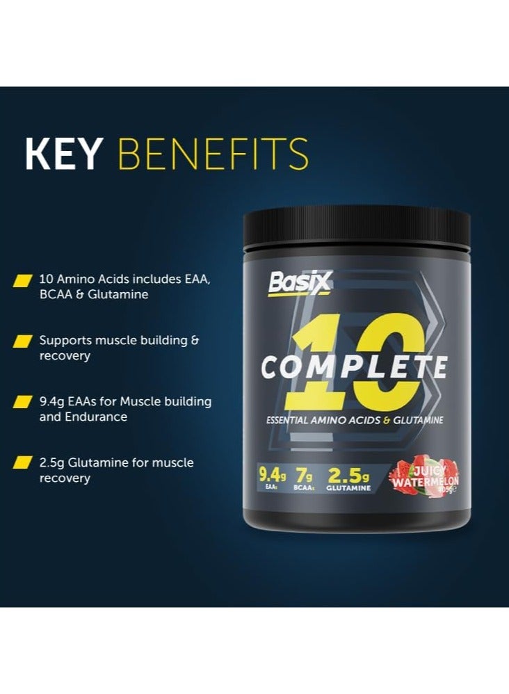 Basix 10 Complete EAAs And Glutamine 405g, Juicy Watermelon Flavor, 30 Serving