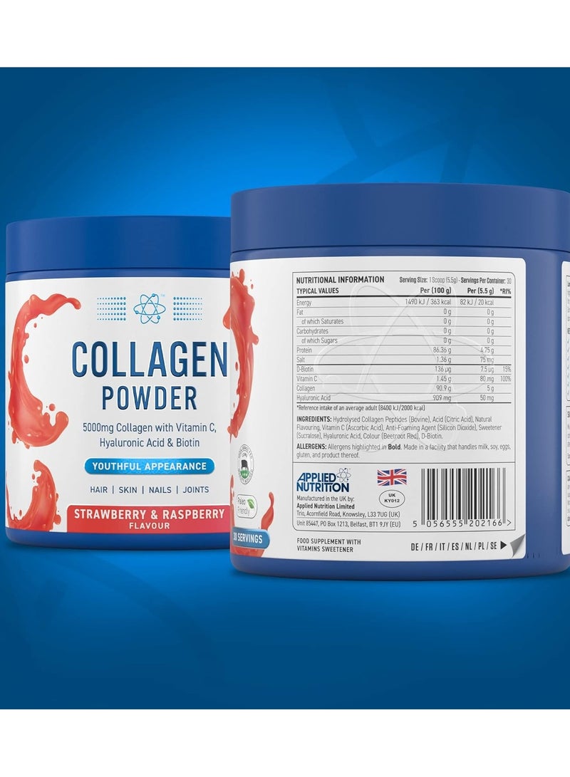 Applied Nutrition Collagen Powder Strawberry and Raspberry Flavor 165g 30 Serving