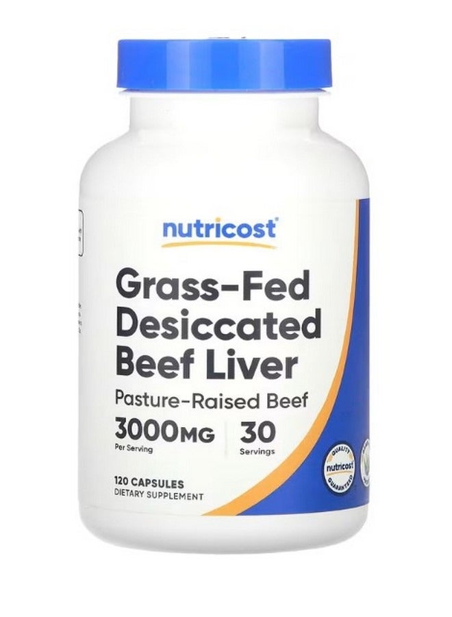 Grass Fed Desiccated Beef Liver 3000 Mg 120 Capsules 750 Mg Per Capsule