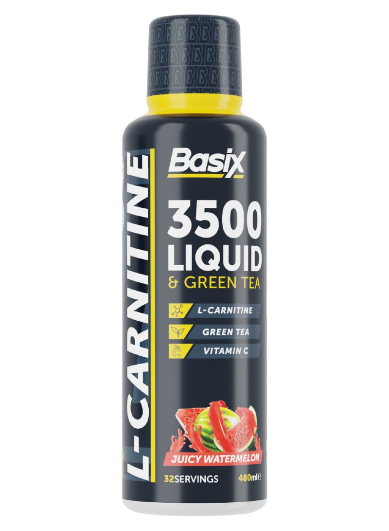 Basix 3500 Liquid and Green Tea 480ml Juicy Watermelon Flavor 64 Serving