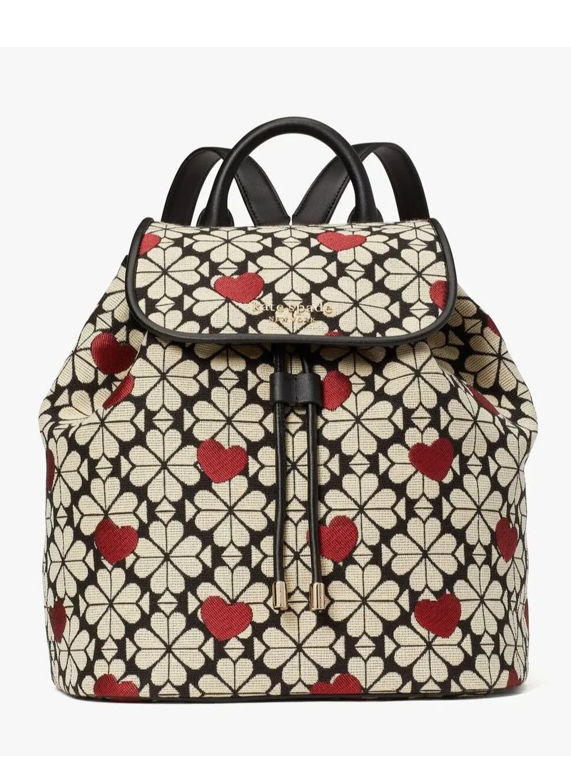 Kate Spade Spade Flower Jacquard Hearts Medium Flap Backpack