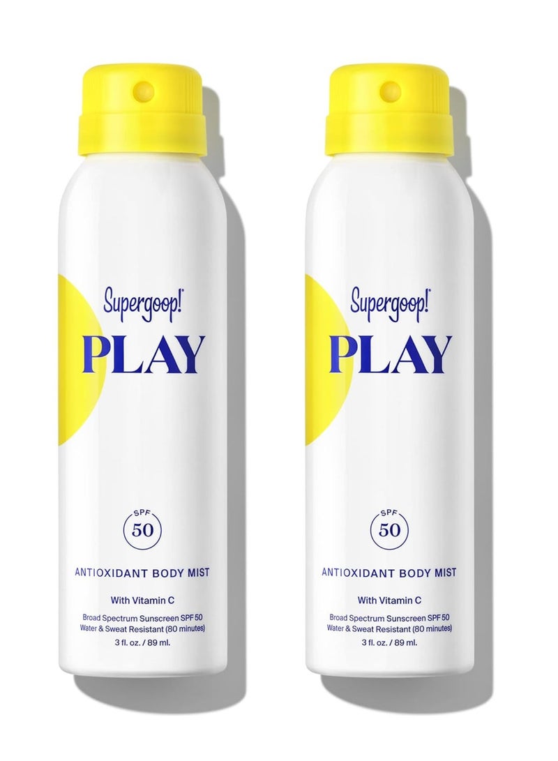 Supergoop! PLAY SPF 50 Antioxidant Body Mist w/Vitamin C, 3 fl oz - 2 Pack - Broad Spectrum Sunscreen Spray for Sensitive Skin - Great for Active Days