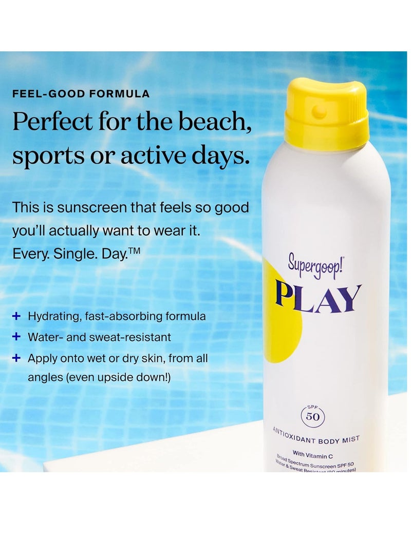 Supergoop! PLAY SPF 50 Antioxidant Body Mist w/Vitamin C, 3 fl oz - 2 Pack - Broad Spectrum Sunscreen Spray for Sensitive Skin - Great for Active Days