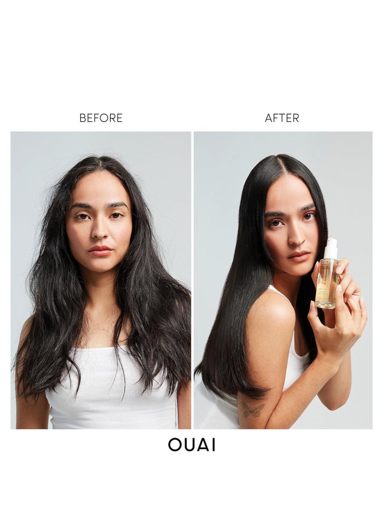 OUAI Hair Oil Travel Size - Hair Heat Protectant Oil for Frizz Control - Adds Hair Shine and Smooths Split Ends - Color Safe Formula - Paraben, Phthalate and Sulfate Free (0.45 oz)