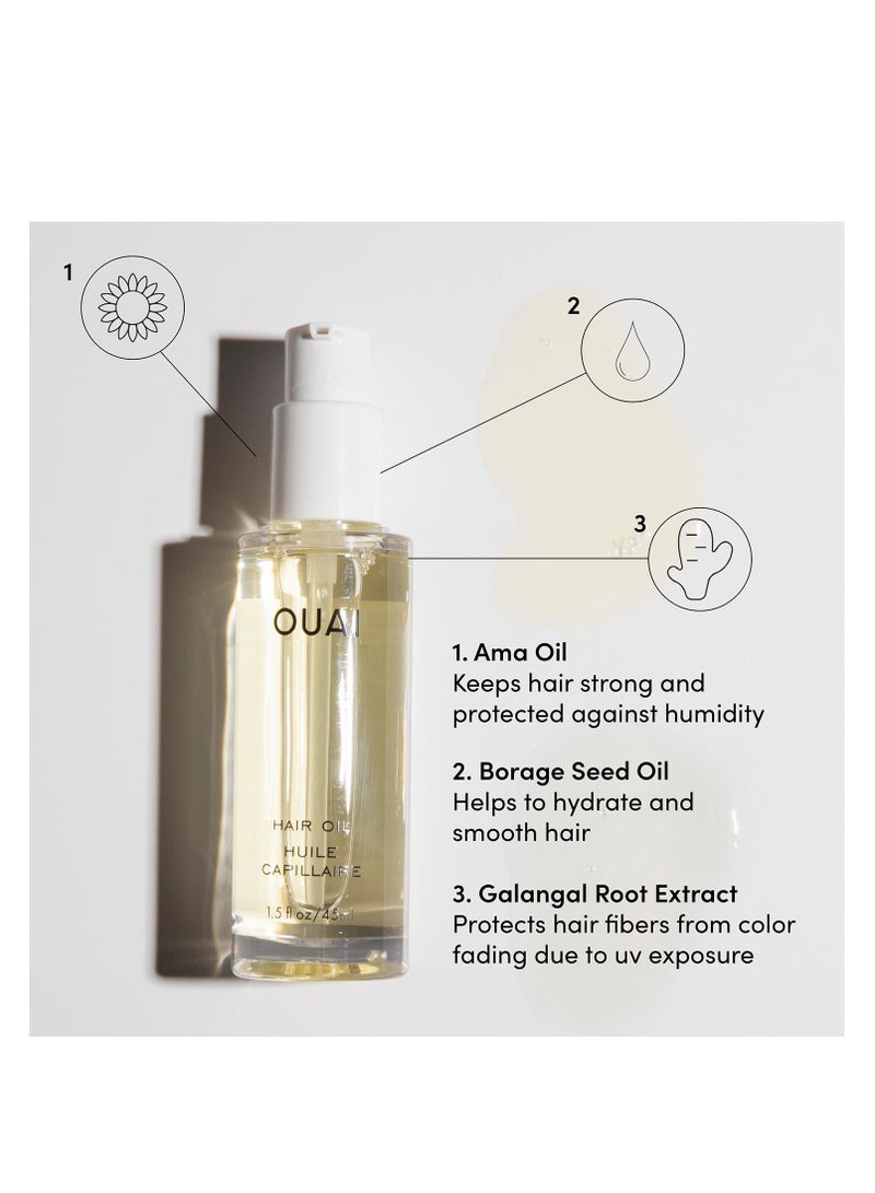 OUAI Hair Oil Travel Size - Hair Heat Protectant Oil for Frizz Control - Adds Hair Shine and Smooths Split Ends - Color Safe Formula - Paraben, Phthalate and Sulfate Free (0.45 oz)