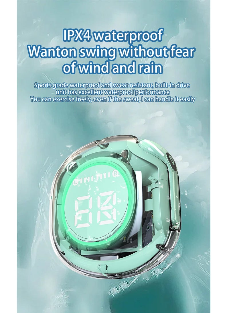 Wireless Earphones Bluetooth 5.3 Headphones LED Power Display Mini Crystal in-Ear Earbuds with Wireless Charging Case Touch Control Built-in Mic Headphone(Black)