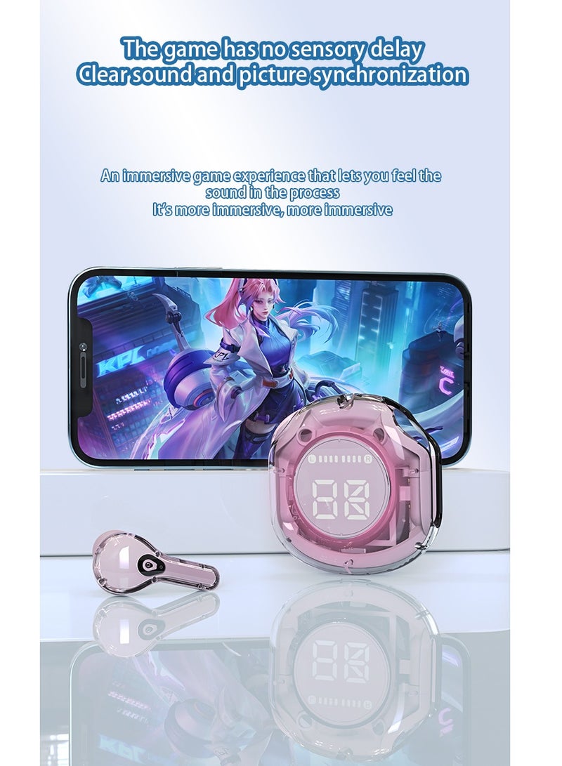 Wireless Earphones Bluetooth 5.3 Headphones LED Power Display Mini Crystal in-Ear Earbuds with Wireless Charging Case Touch Control Built-in Mic Headphone(Black)