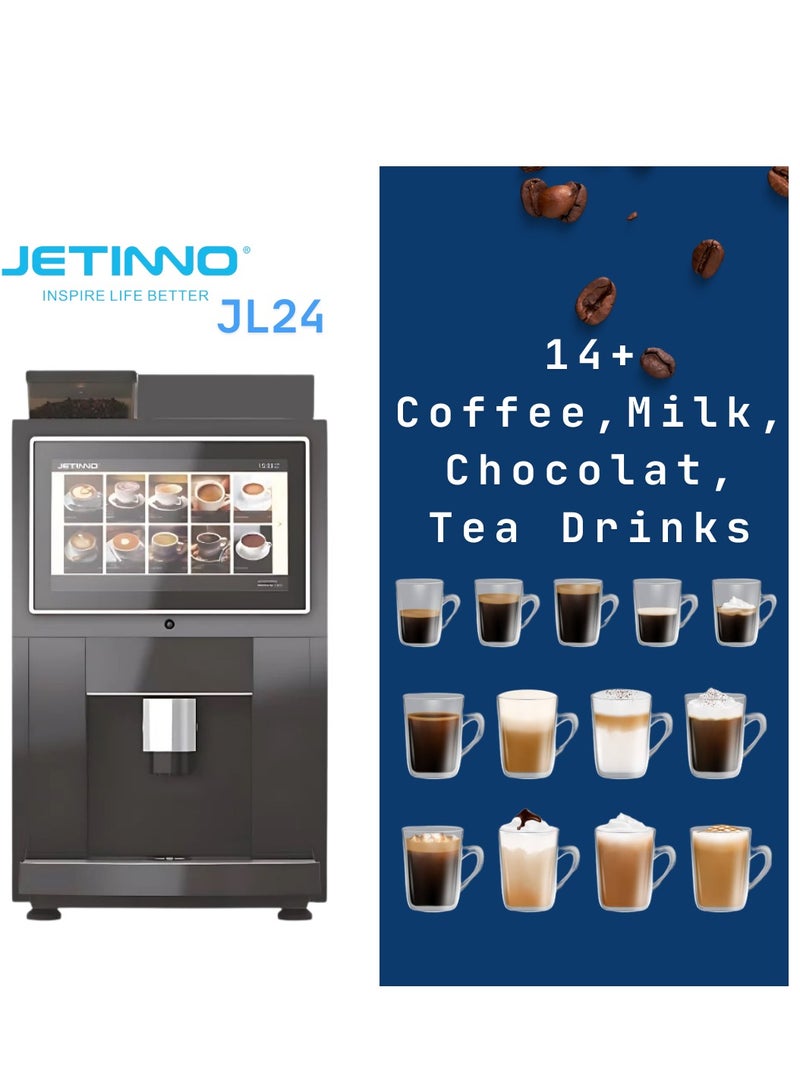 Jetinno Commercial Desktop Coffee Machine JL24 | Instant Model | Table Top Machine | Fully Automatic Bean to Coffee Cup Machine | Black