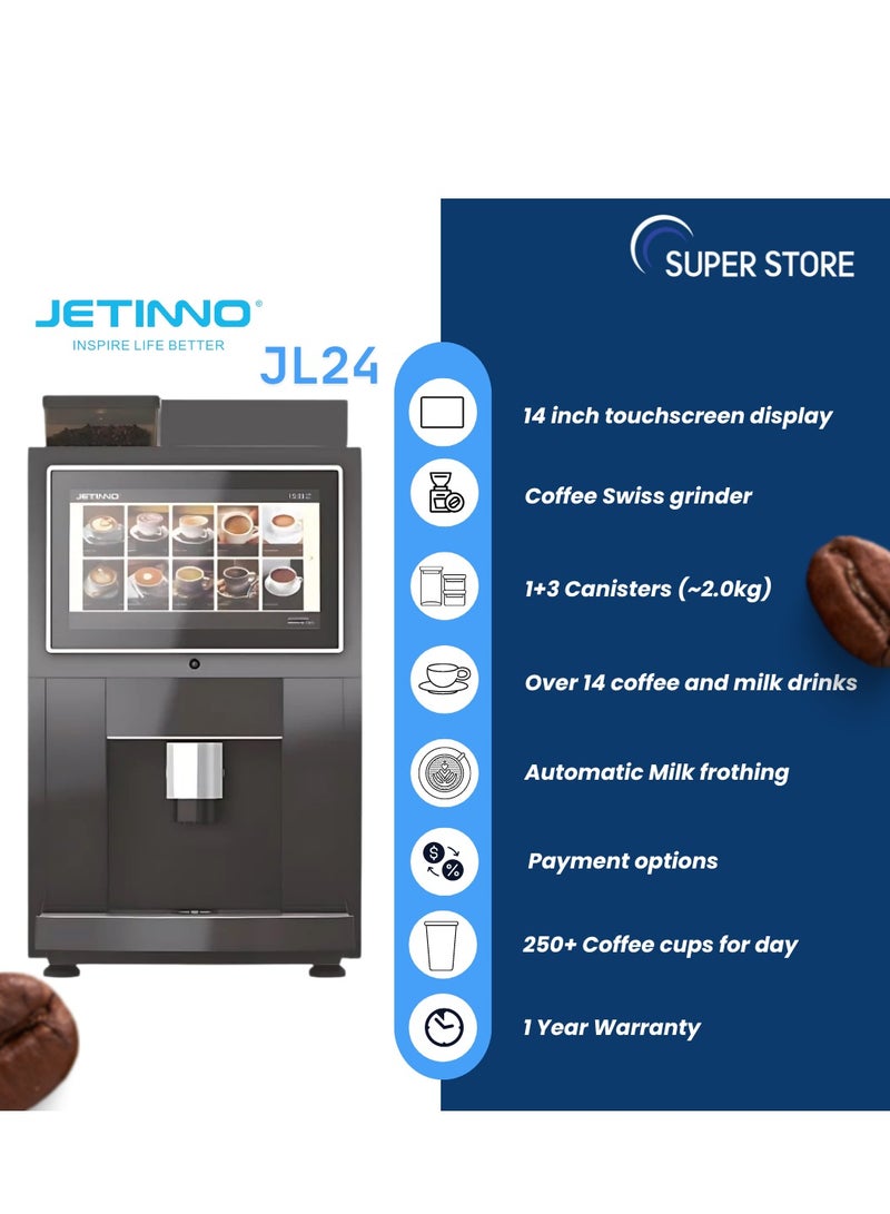 Jetinno Commercial Desktop Coffee Machine JL24 | Instant Model | Table Top Machine | Fully Automatic Bean to Coffee Cup Machine | Black