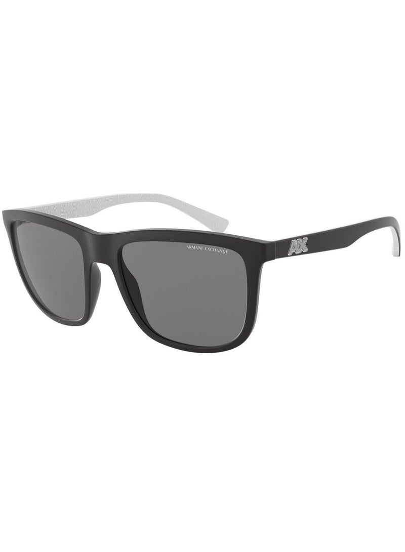 Armani Exchange Classic Square Sunglasses, Matte Black with Grey Mirrored Polarized Lenses AX4093SF 8078Z3 Lens Size: 56mm