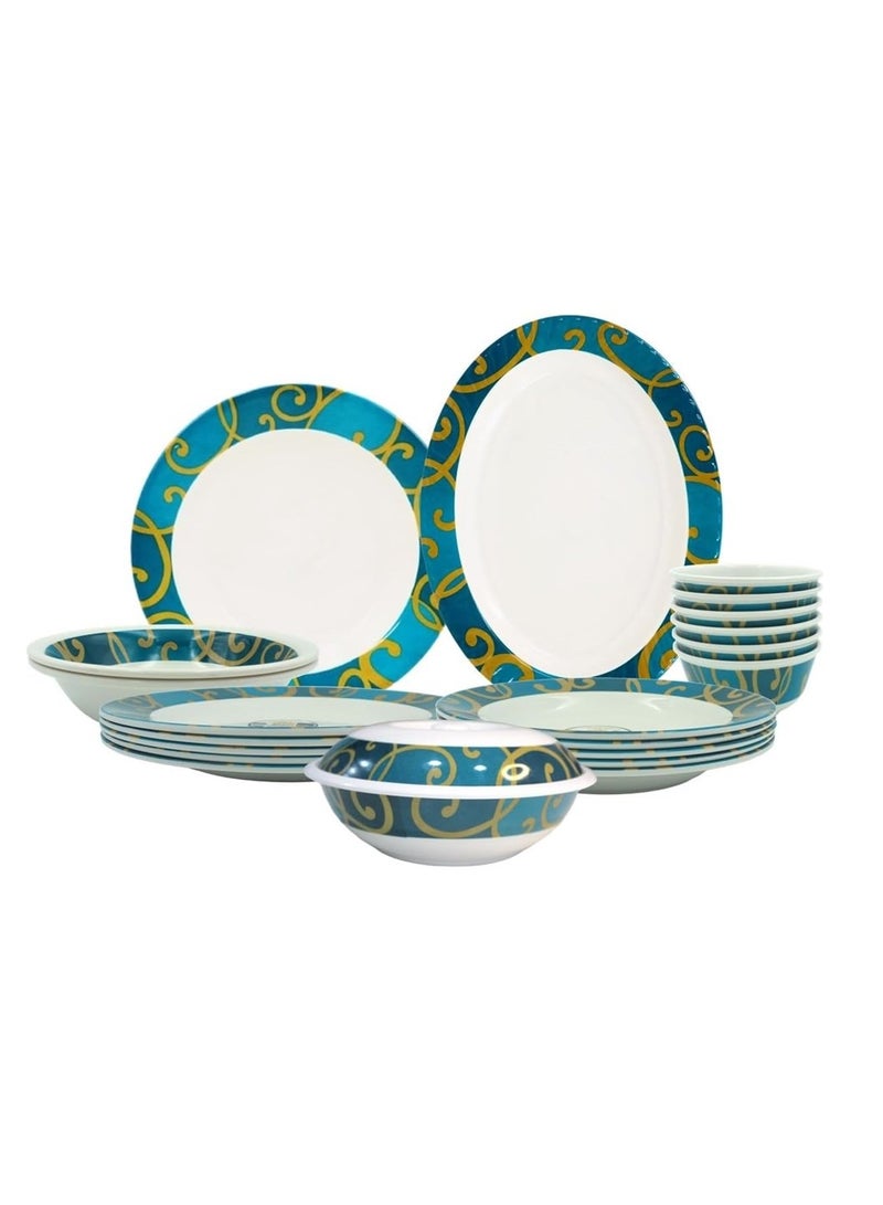 Melrich 16 Piece Melamine Dinner set Dinnerware Set Durable and Long lasting Dishwasher Safe Plates Bowls Spoons