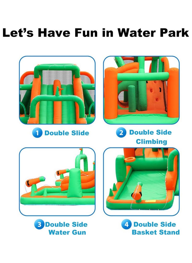 Inflatable Twin Water Slide with Mega Bouncer for Kids Outdoor Play