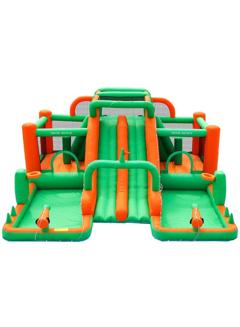 Inflatable Twin Water Slide with Mega Bouncer for Kids Outdoor Play