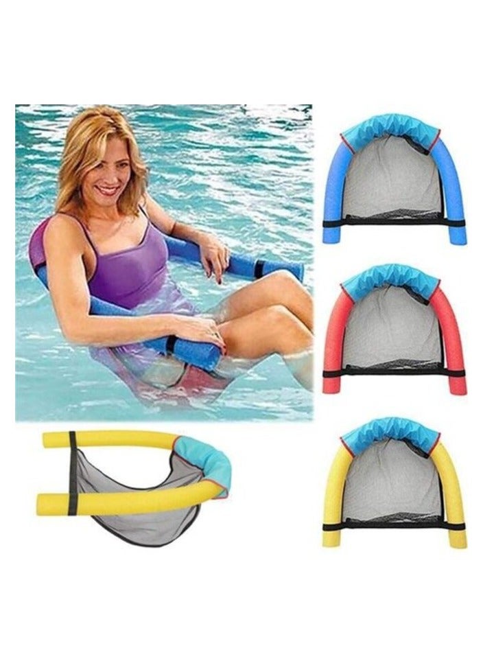 3pcs Floating Swim Noodle Sling Mesh Chair Pool Float Lounge Chair Seat