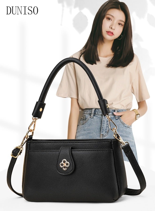 Fashionable Handbag for Women Crossbody Leather Satchel Top Handle Shoulder Bags Underarm Bag with Adjustable Strap for Work Travel