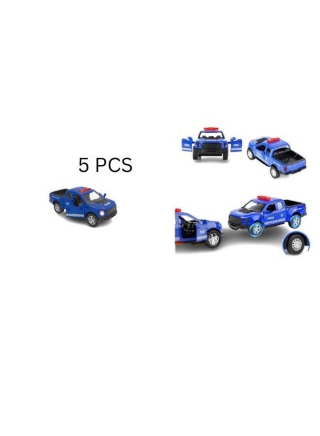5pcs Police Car Pull-Back Metal Strong Car Toy for Boys and Girls