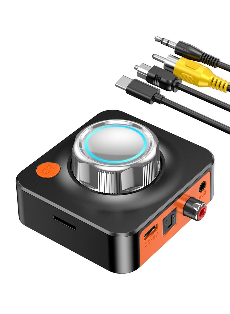 Suntown Bluetooth Audio Receiver Adapter, Bluetooth 5.1 Audio Receiver Adapter, 3D Surround Stereo Audio Receiver for Sound System/Phones/Tablets/Headphone, Low Latency Bluetooth Audio Adapter Receiver