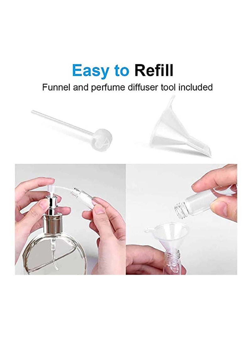 Mini Perfume Atomisers Bottles Refillable Fine Mist Spray Portable Travel Atomizer Bottle Set with Funnel and Diffuser Pump