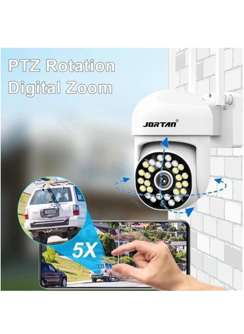 Jortan Indoor Outdoor Wi-Fi PTZ Camera, 3MP, IR Night Vision, 2 way Voice, Motion Detection, Bright LED, HD Picture