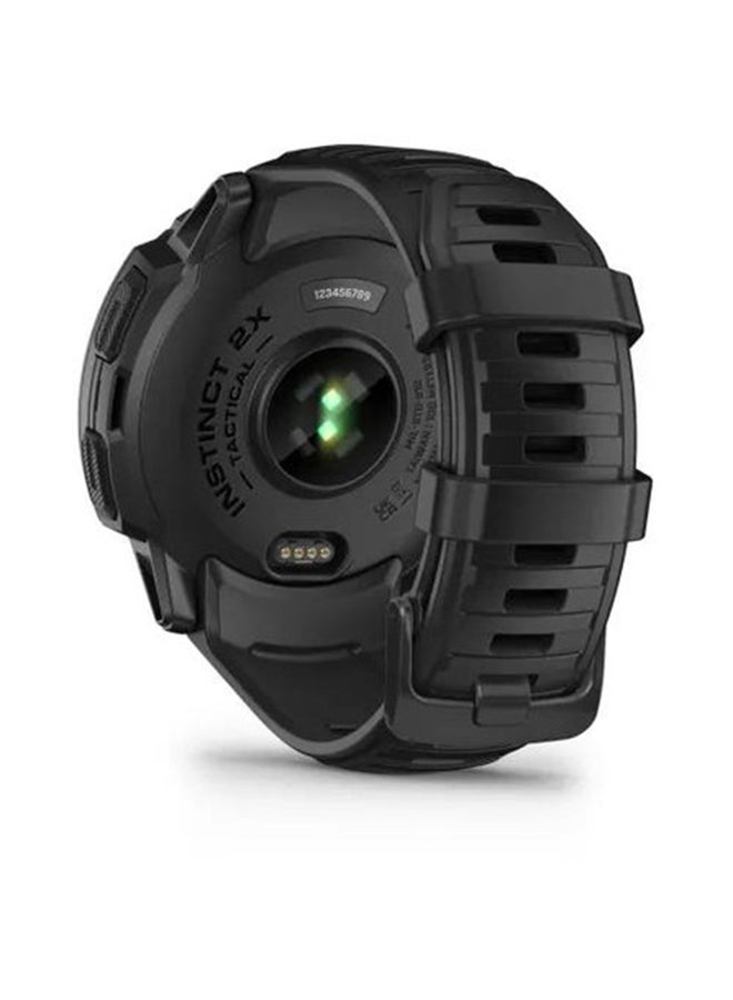 Instinct 2X Solar - 50MM - Tactical Edition - Unlimited Battery Life in Smartwatch Mode With Solar Charging1 - Military Standard Toughness, Scratch Resistant, Power Glass™, Heart Rate Monitor, All Day Stress Monitor, Tactical-Specific Features Include Night Vision Compatibility and More For Field Ops , Super Bright LED Flashlight, iOS and Android Compatible BLACK