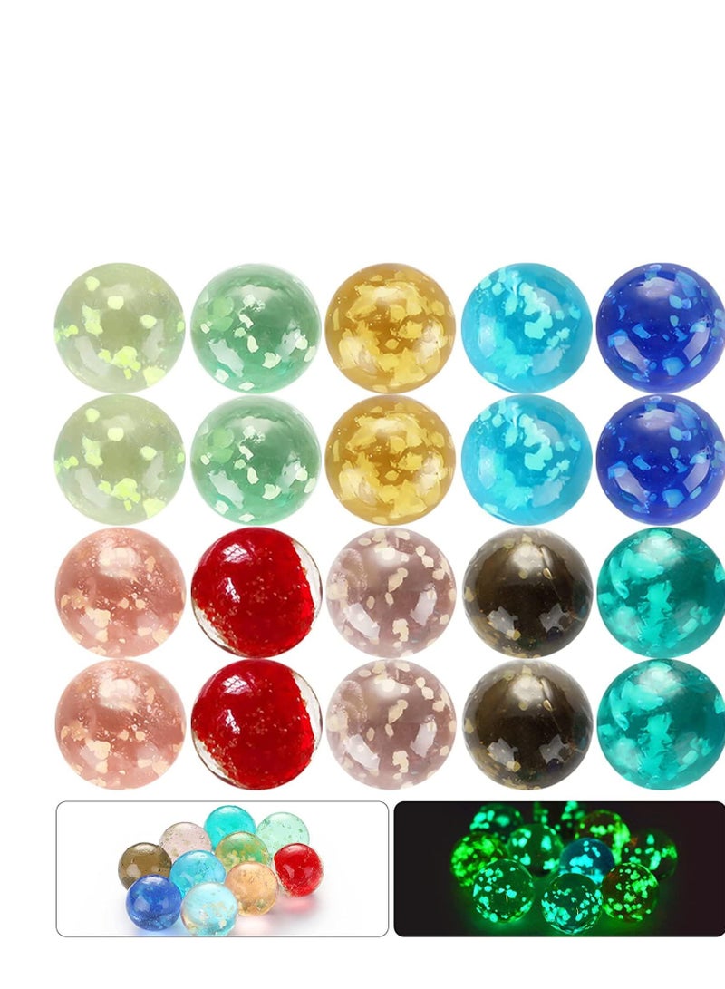 20 Pieces Glass Marbles Glowing in The Dark Handmade Decorative Luminous Muti-Colors Doted Style Sports Toys for Teenagers and Adults for Marble Games DIY Home Decor